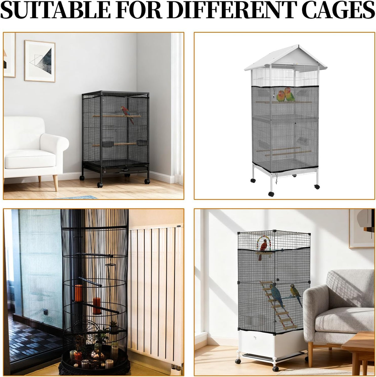 Demonstration of the seed catcher fitted on a round bird cage