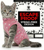 Cat Surgery Recovery Suit Female Cat Onesie for Cats After Surgery Spay Surgical Abdominal Wound Skin Diseases E-Collar Alternative Wear Kitten (Black, Large) - Image 12