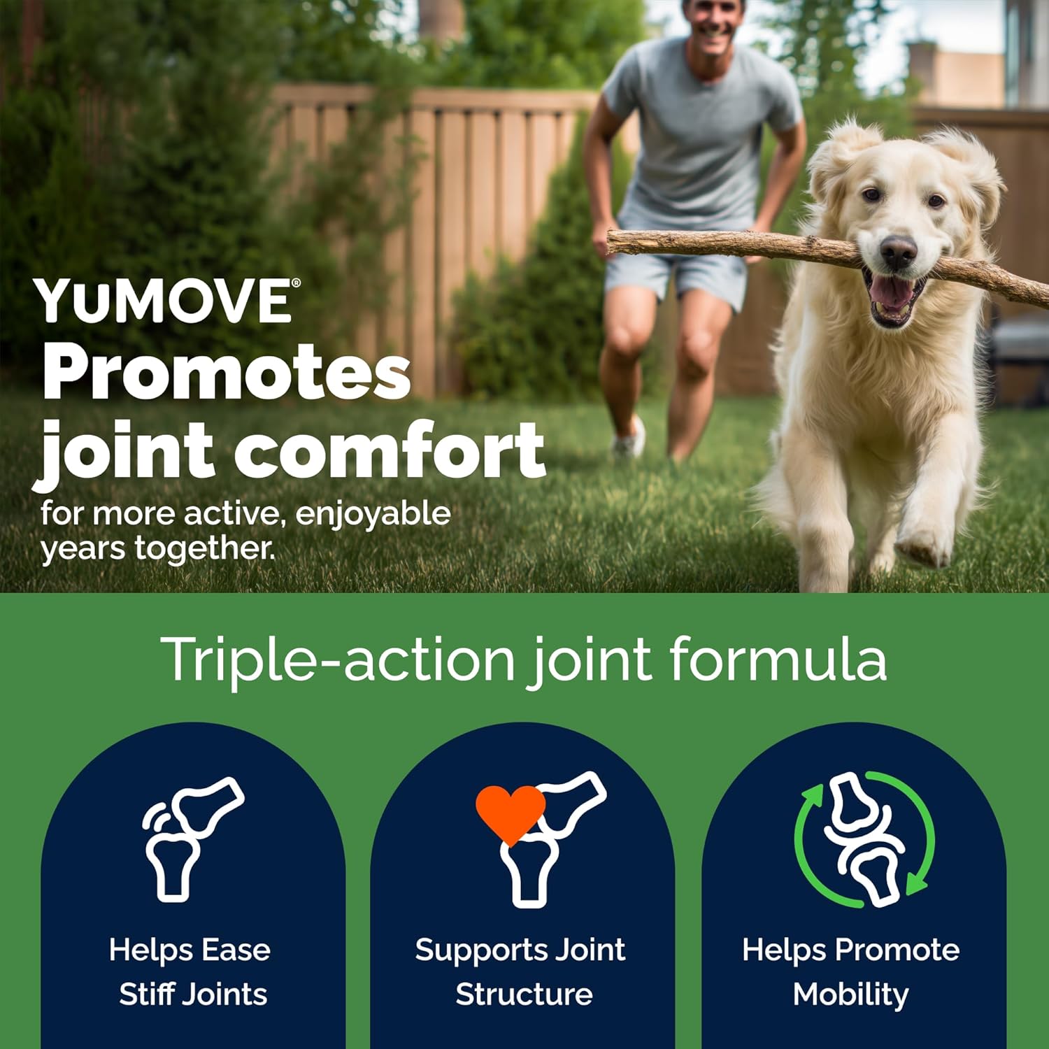 YuMOVE joint supplement for adult dogs showing side label with nutritional active ingredients