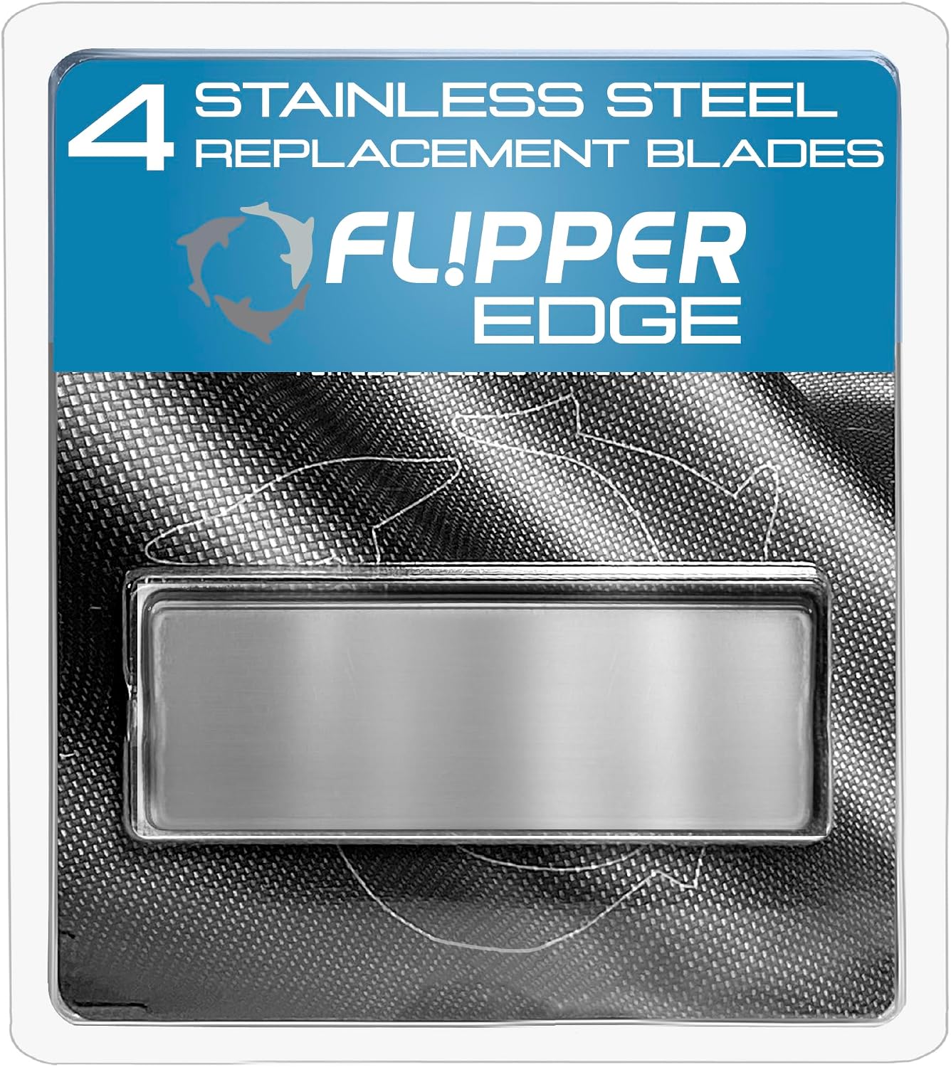 Premium stainless steel algae scraper blades unboxed layout.