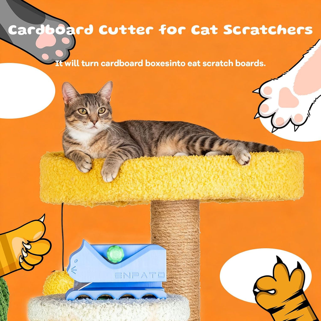 Enpato tool cutting cardboard into uniform strips for cats