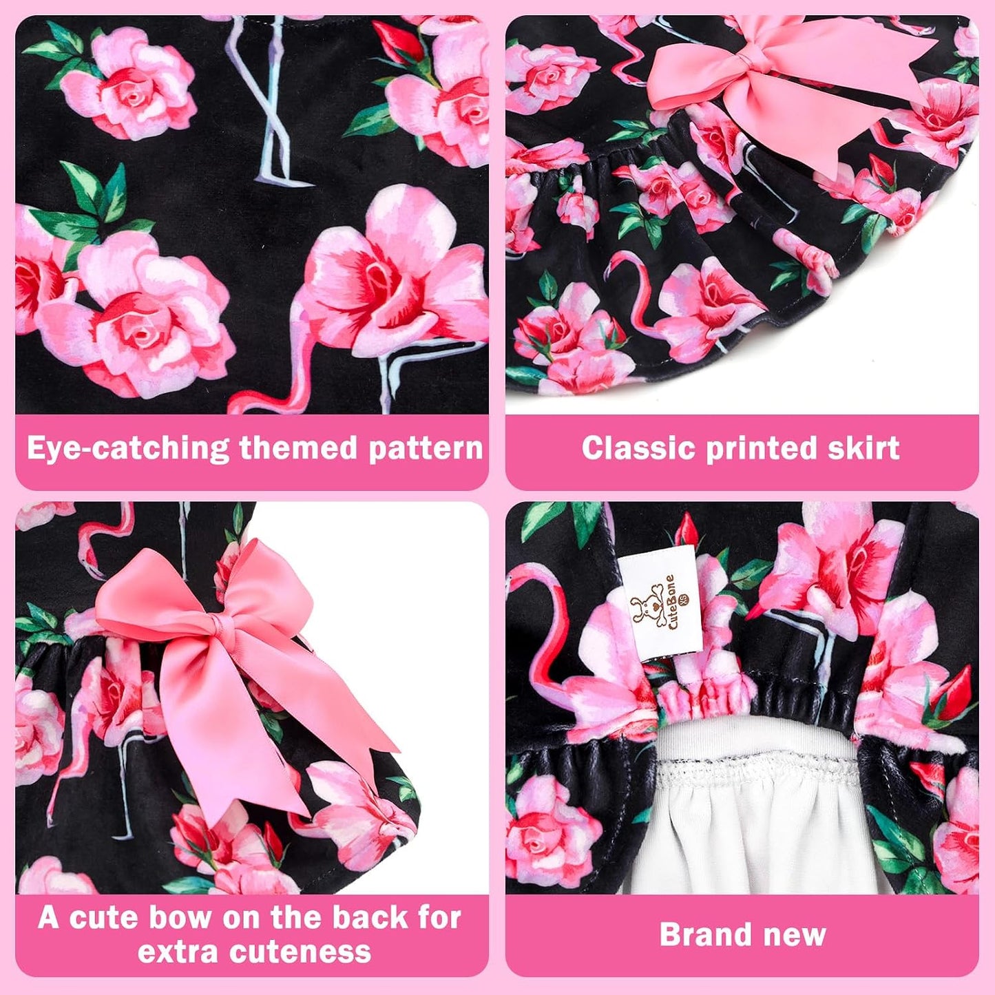 CuteBone velvet pet clothing showing back bowknot detail