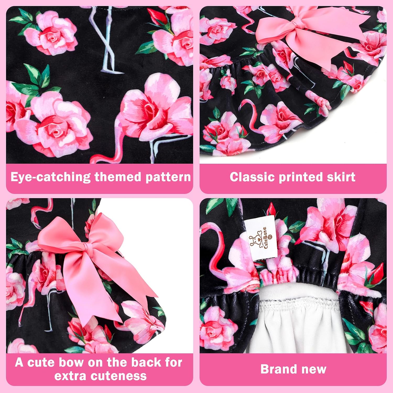 CuteBone velvet pet clothing showing back bowknot detail