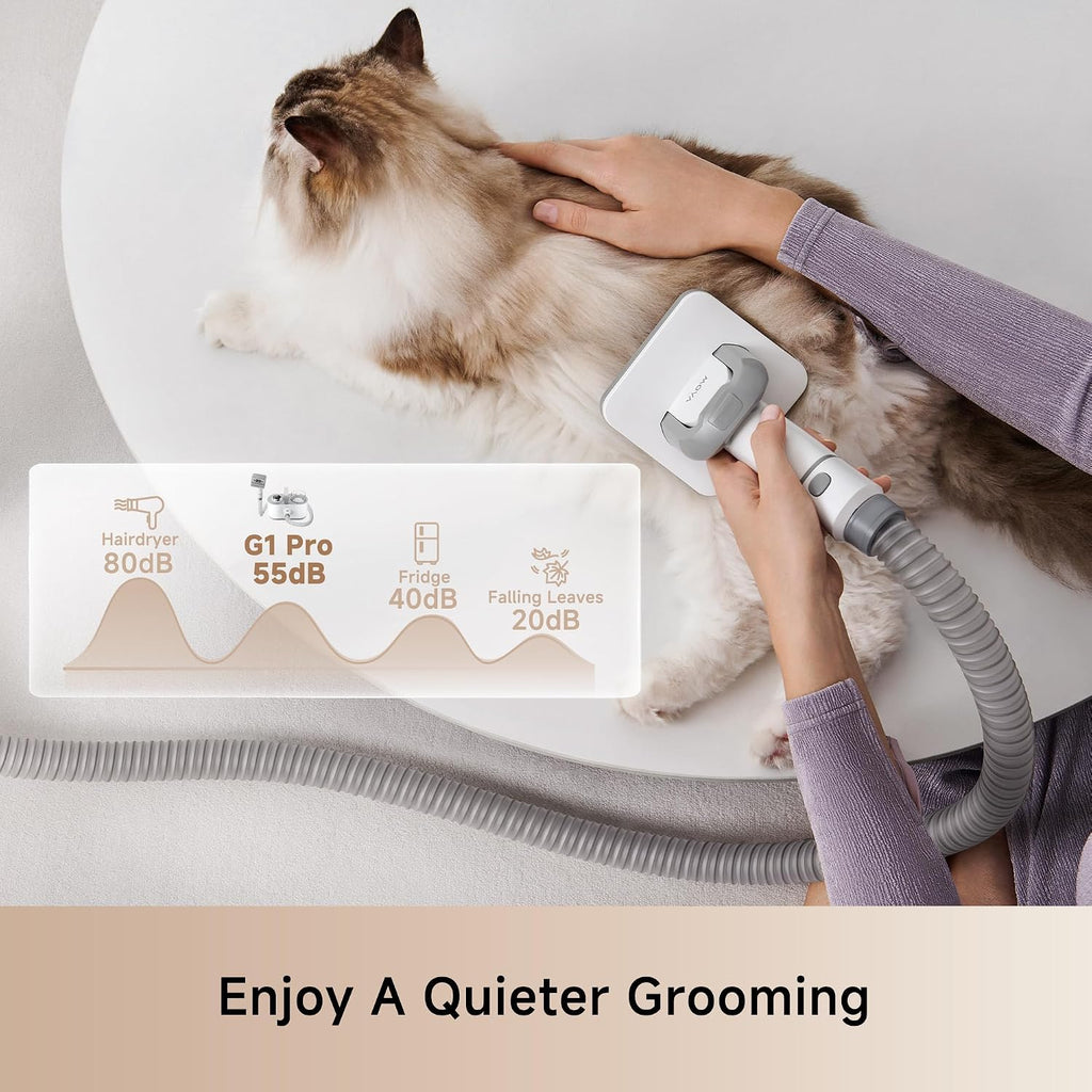 Mova G1 Pro pet hair vacuum cleaner cleaning fur off a fabric sofa