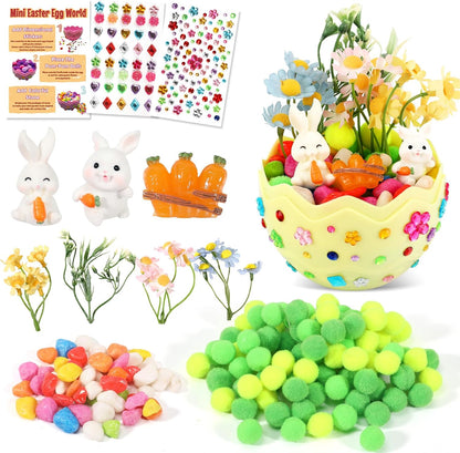 Y-FABKKI Easter Bunny Terrarium Kit front view of yellow egg-shaped packaging