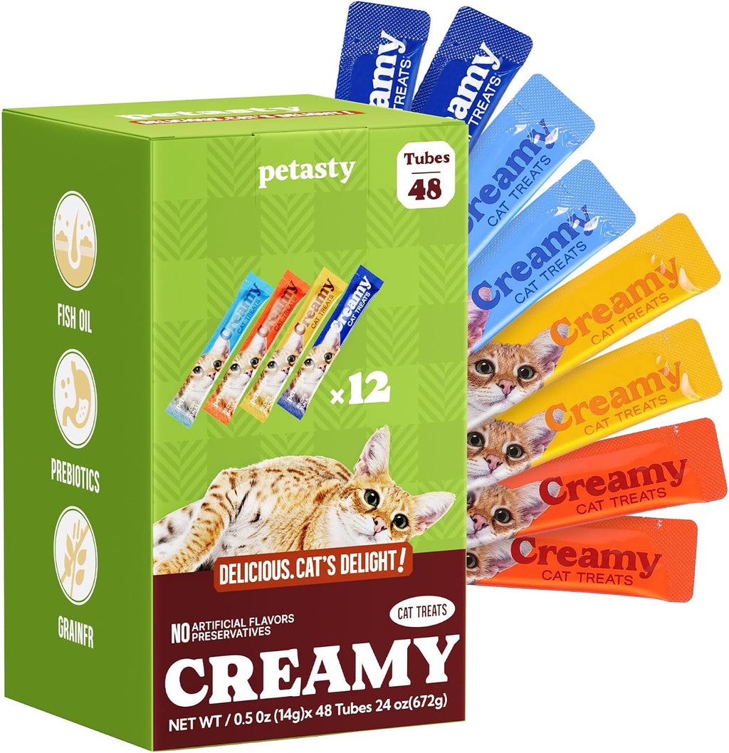 Lickable Cat Treats, High Moisture Hydrating Creamy Puree Squeeze Tubes, Slamon Flavor, 20 Tubes 0.5oz, Grain-Free, Omega Oils & Vitamin E, Skin & Coat Health, Digestive and Immune Support - Image 12