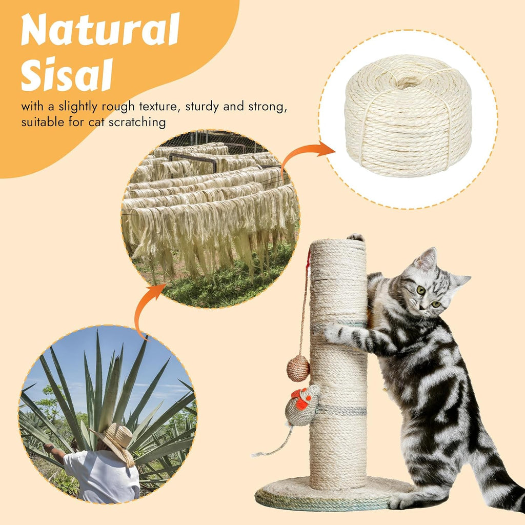 Close up of 4mm sisal fiber texture for cat claws