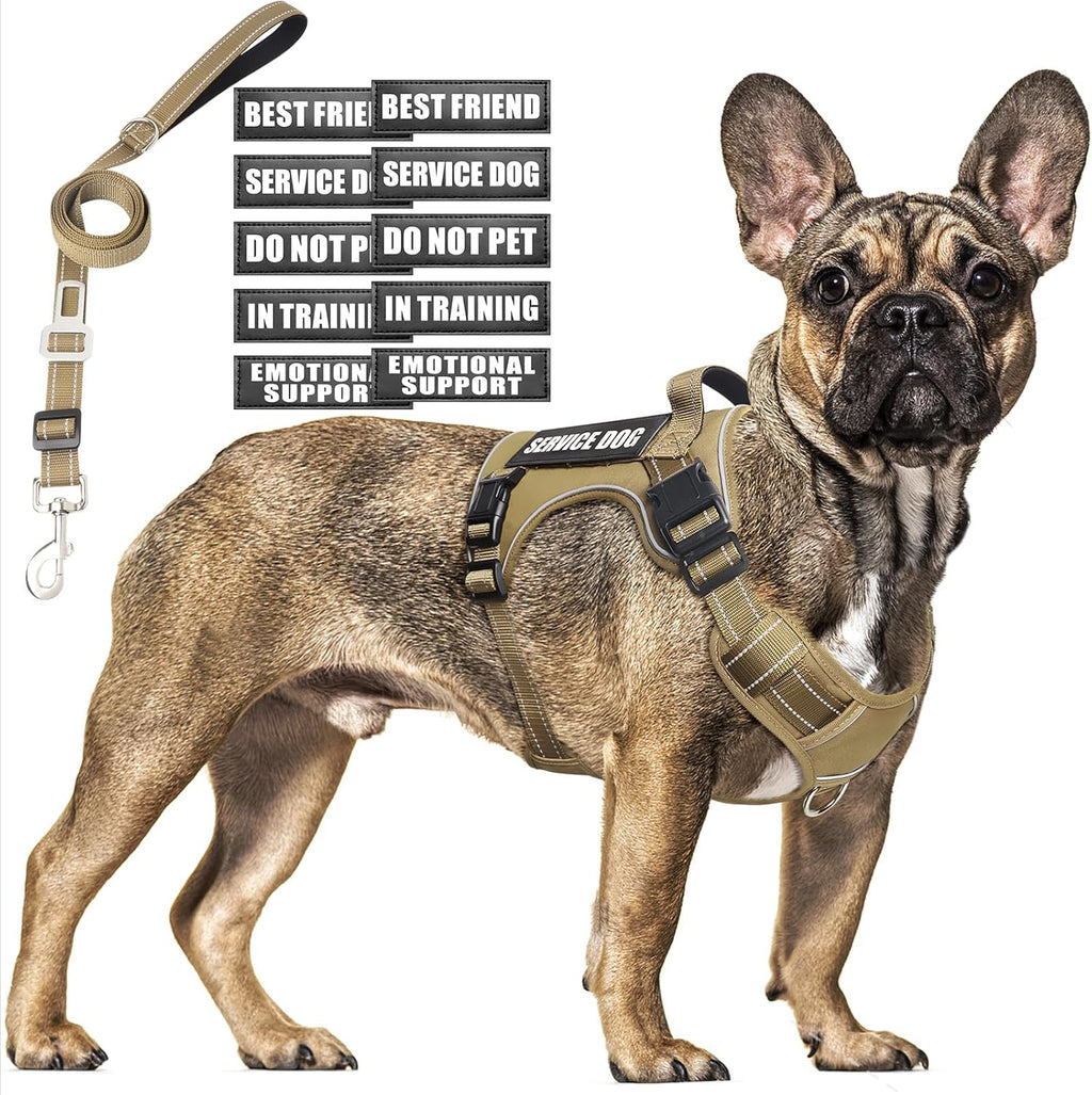 Tactical Dog Harness and Leash Set for Large Dogs,Heavy Duty No Pull Service Dog Vest and 10 Patches with Dog Seat Belt,Reflective Adjustable Pet Harness for Training Walking Hiking Camo L - Image 10