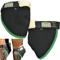 Intrepid International Click Horse Hock Shield front view showing black neoprene exterior with green trim.