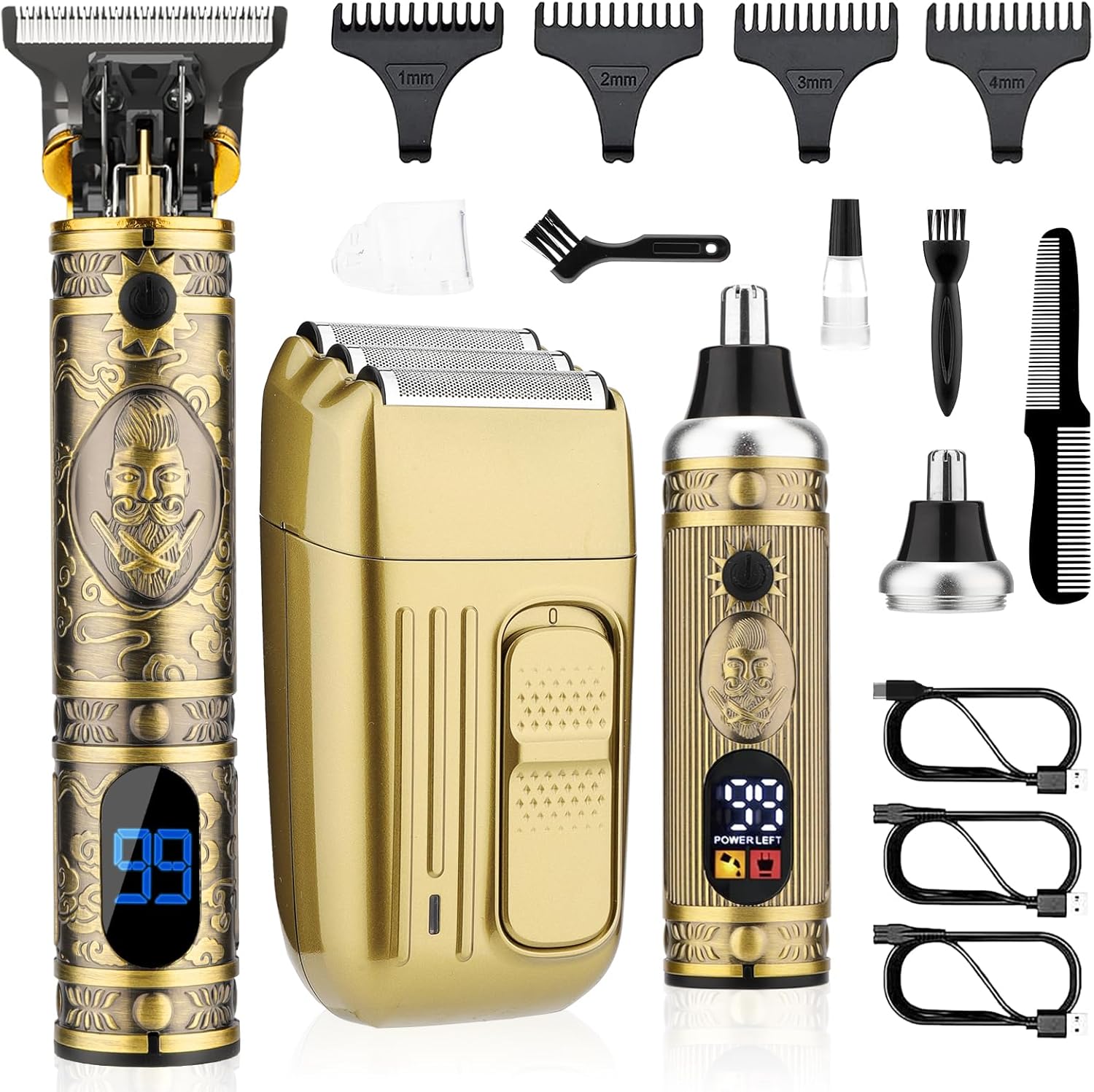 Saoilli professional hair trimmer for men front view showing the bronze metal body
