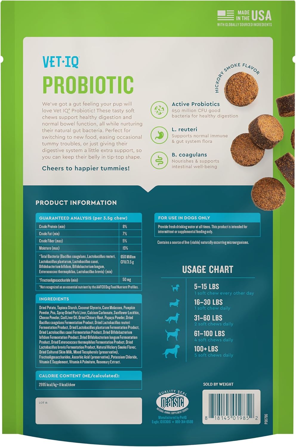 VetIQ probiotic soft chews arranged for display