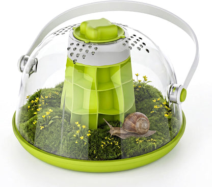 Round Transparent Snail Terrarium Kit, Small Animal Carrier with Removable Base, Portable Bug Observation Box for Outdoor Exploration, Educational Insect Habitat for Kids - Image 1