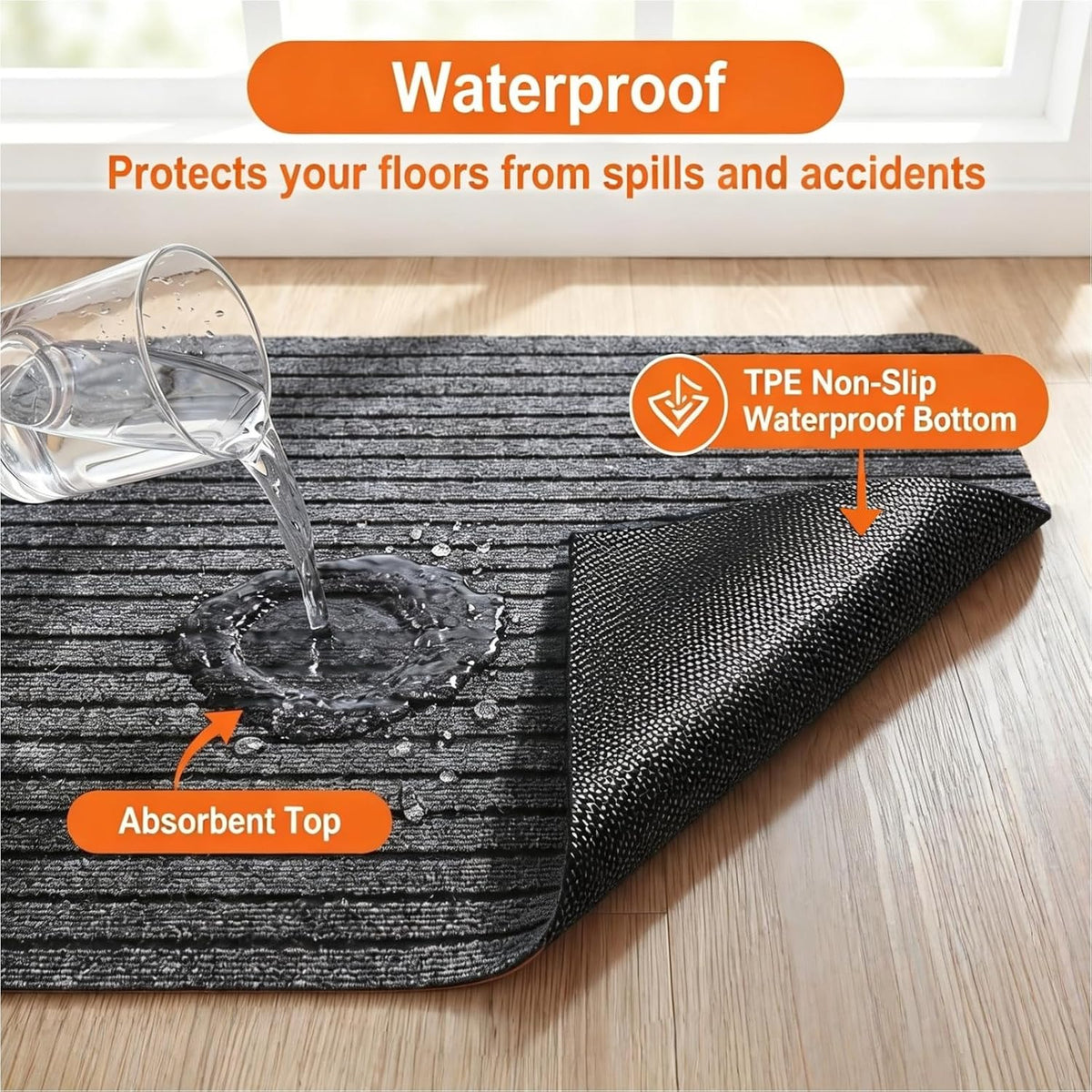 Dark gray Aethycovi dog mat inside a wire crate