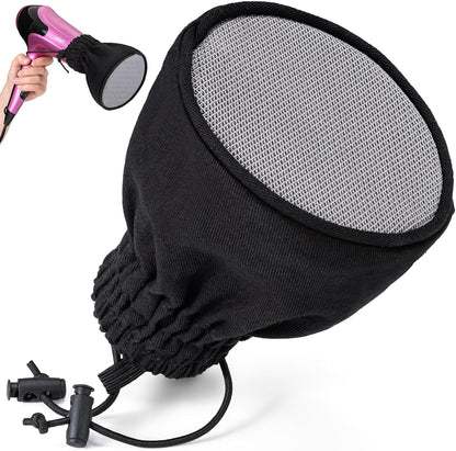 Noverlife hair dryer diffuser sock front view attached to a styling tool for curly hair care