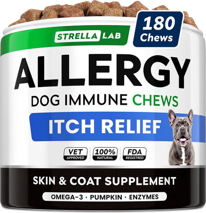 StrellaLab immune and skin support chews for dog allergy relief