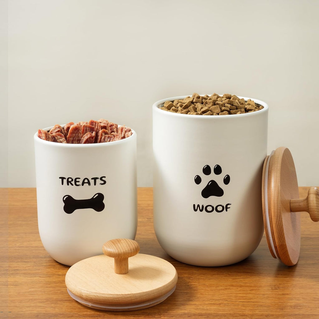 Ottenon food grade galvanized iron pet treat canisters close up