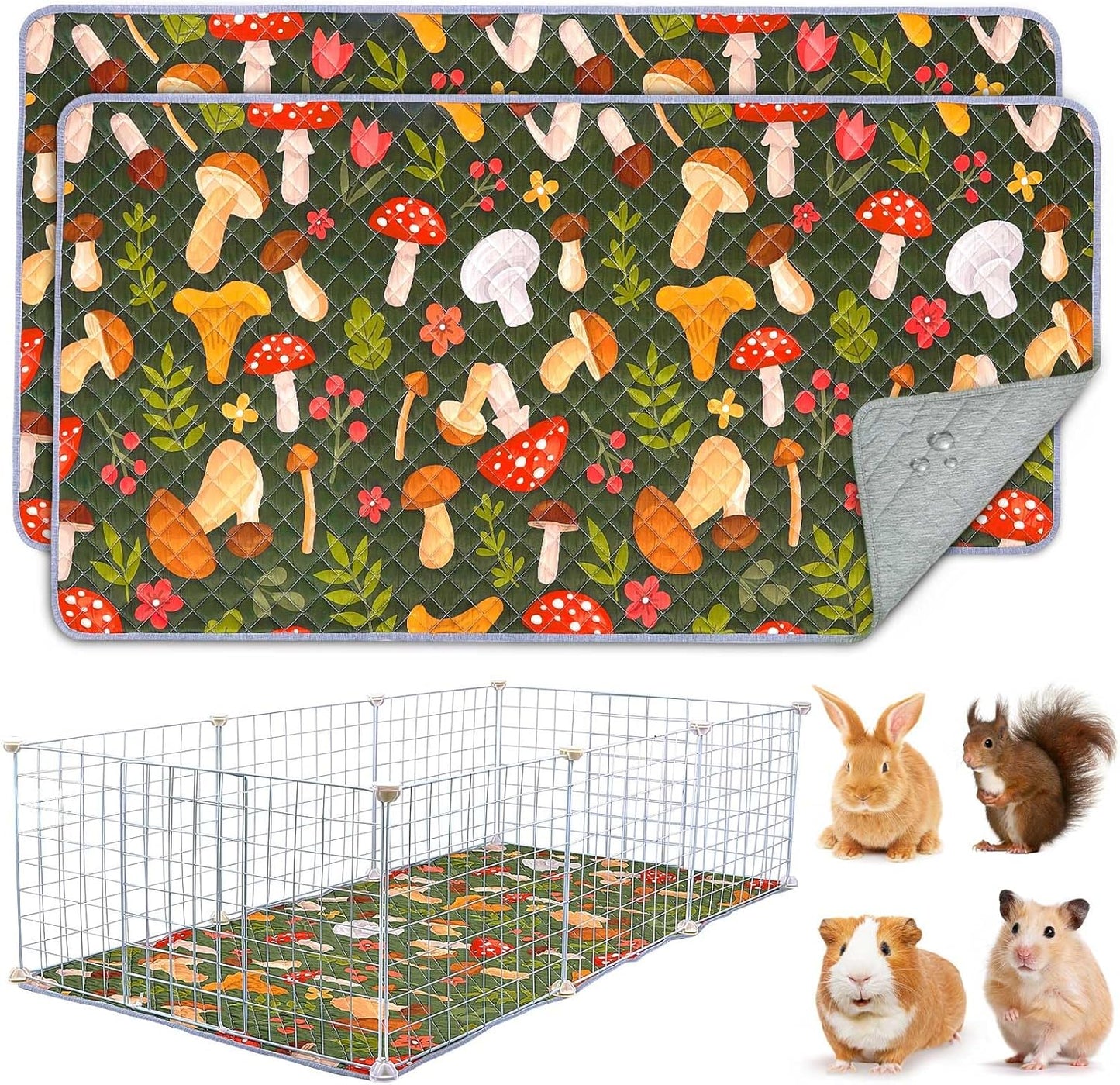 2 Pack Washable Guinea Pig Cage Liner, Reusable Guinea Pig Mat, Waterproof Super Absorbent Pee Pads for Small Animals - Image 11