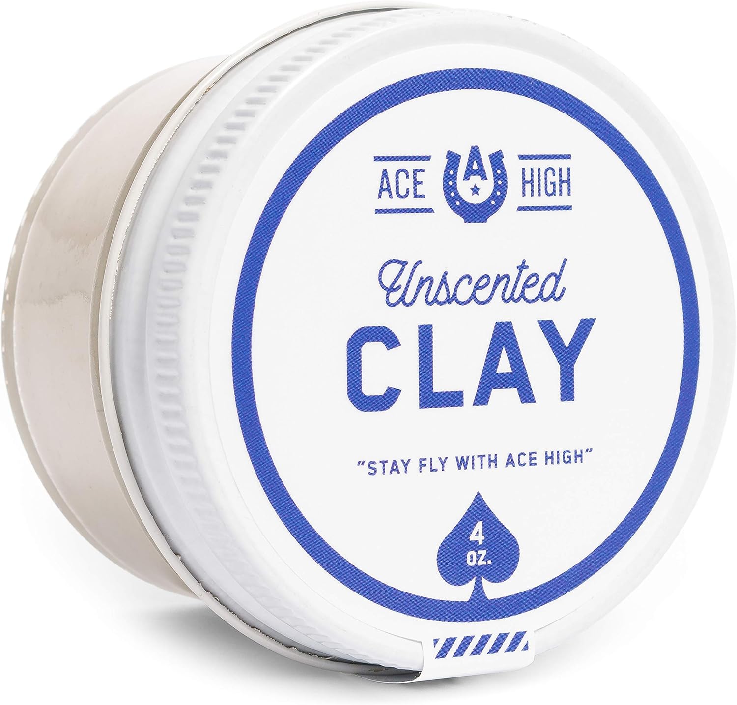 Ace High Unscented Hair Clay front view jar premium styling clay pomade