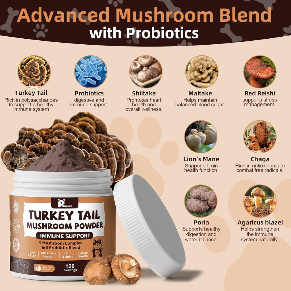 Premium USA imported mushroom powder for dog and cat lumps and bumps.