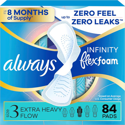 Always Infinity FlexFoam Size 3 Extra Heavy Pads front packaging view.