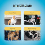 Indoor housebreaking setup using COCOYO training pads away from pet bedding and food bowls.
