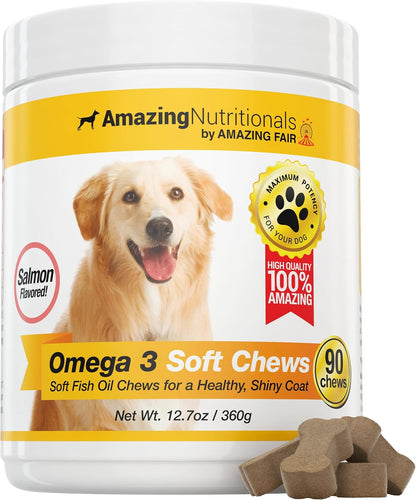 Amazing Omega 3 for Dogs - Fish Oil for Dogs Supplement 120 Bacon Chews - Itchy Skin, Dry Skin, Shedding & Coat Support - Omega Fatty Acids EPA DHA - Made in USA - Image 9