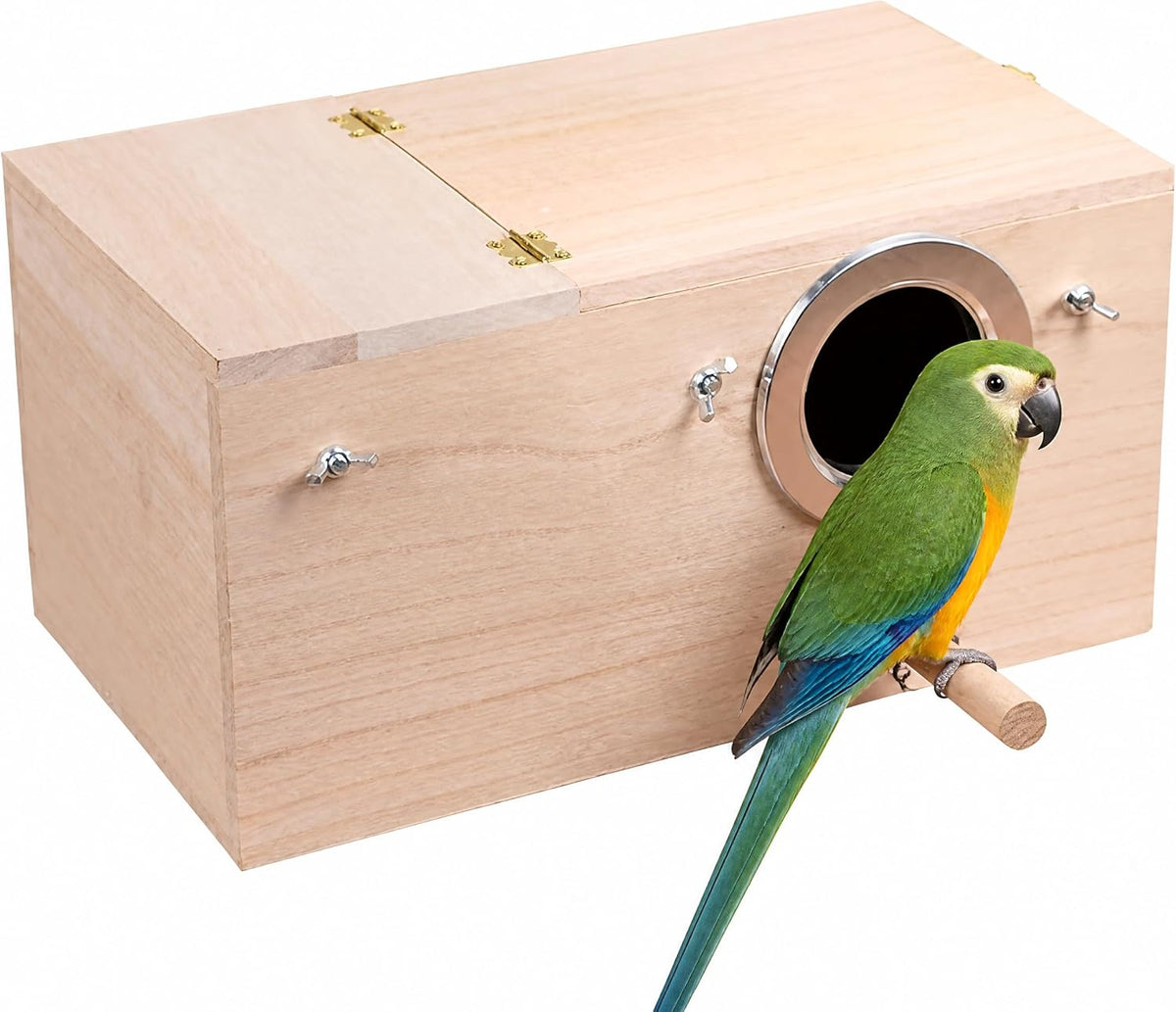 YJJKJ Wood Parakeet Nest Box with Natural Nesting Pads, Breeding Bird Cage House for Lovebirds Cockatiel Parrotlets Budgerigar Small Parrot - Image 10