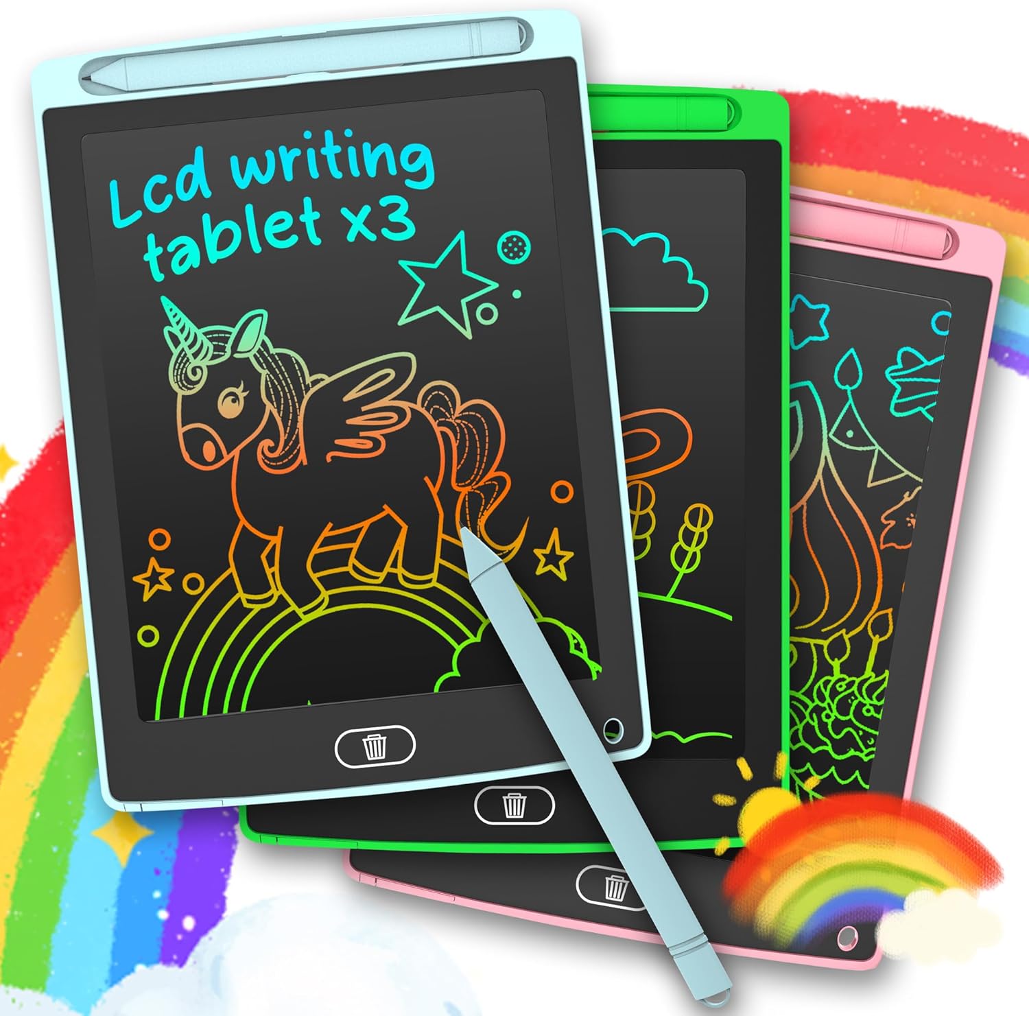 Leyao-Yao LCD writing tablet 3 pack blue pink green set
