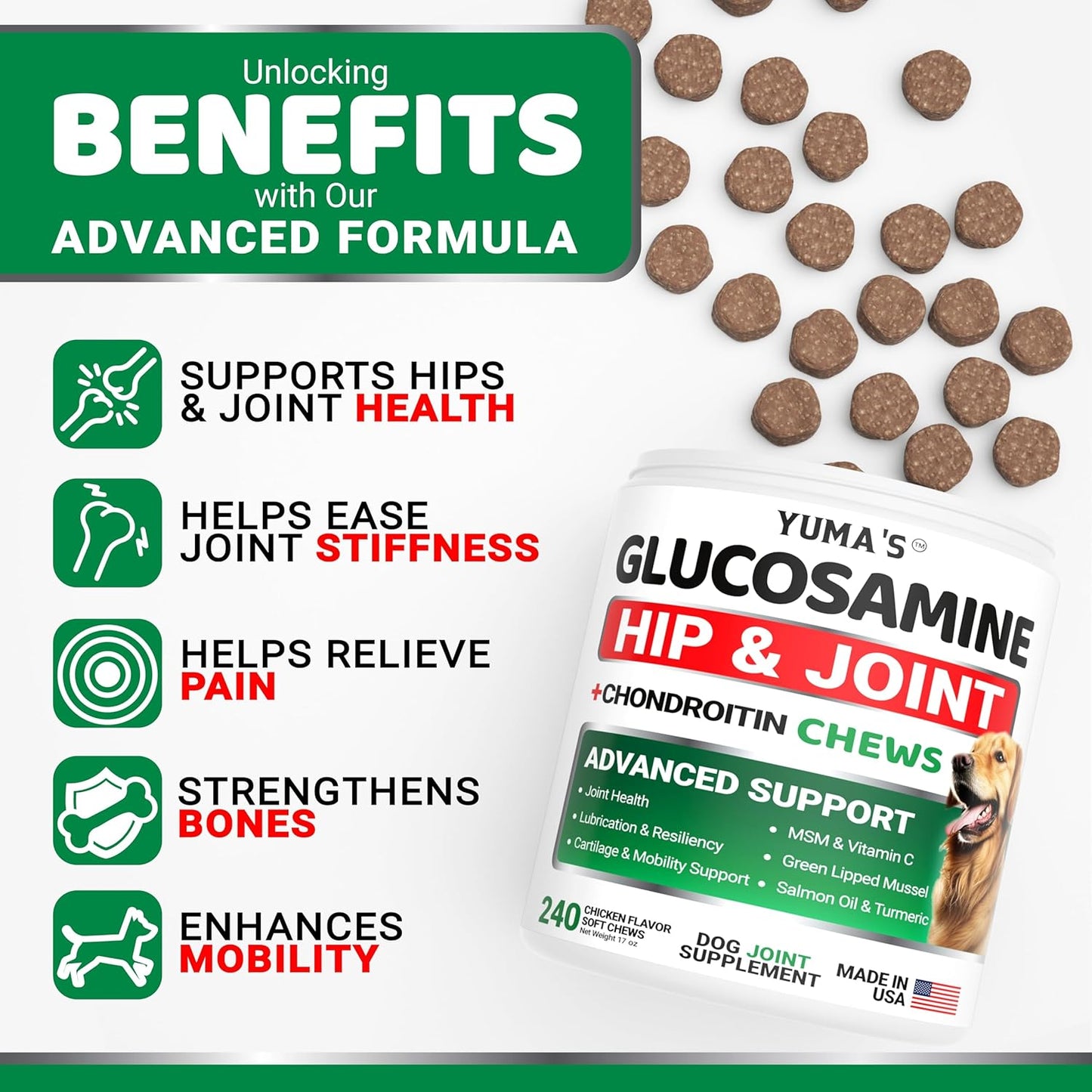 Yuma's joint care supplement label showing ingredient list