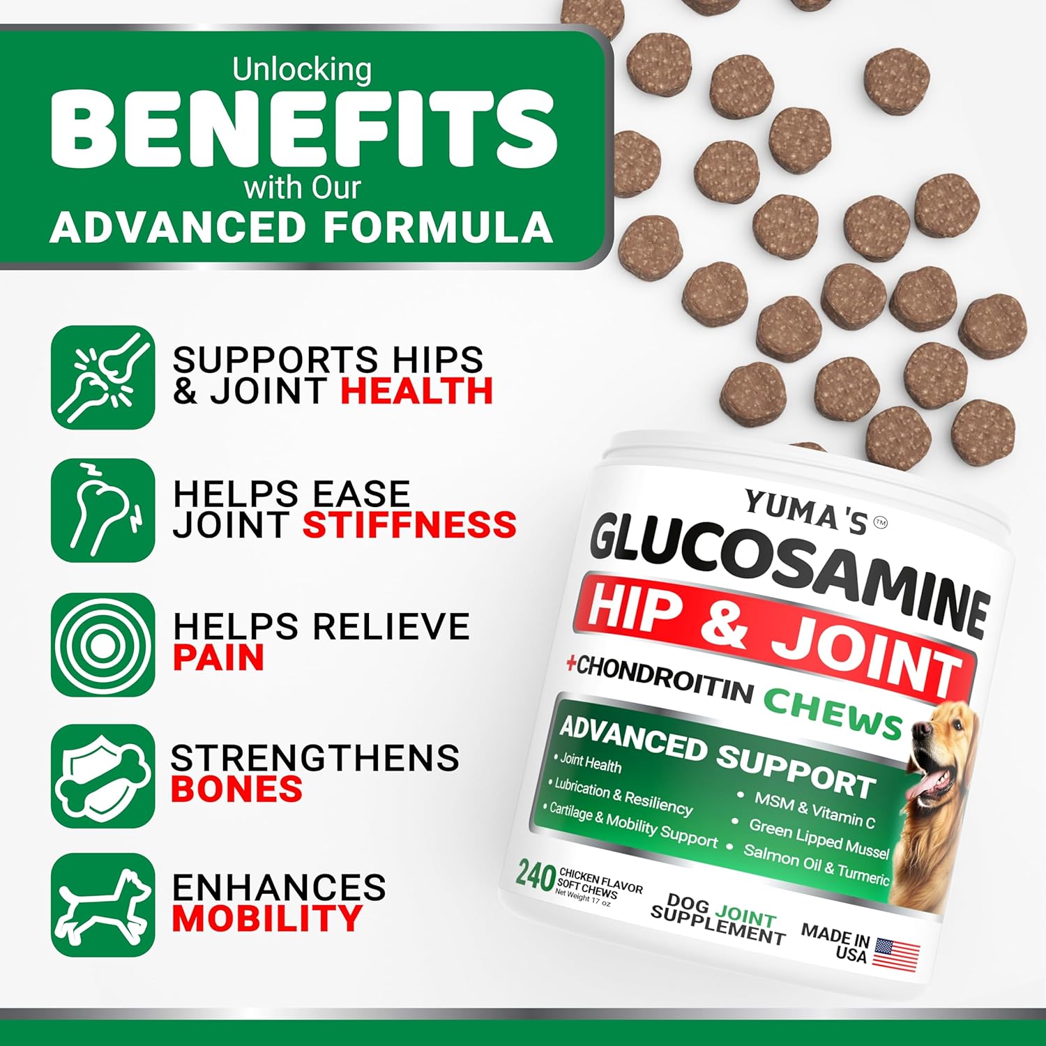 Yuma's joint care supplement label showing ingredient list
