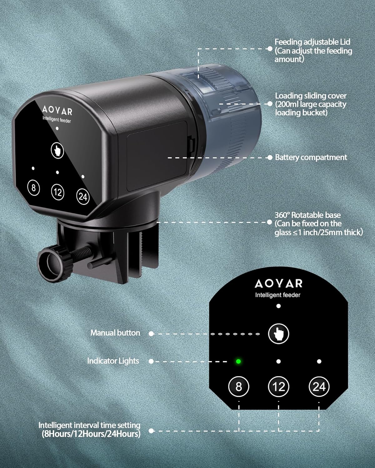 Aoyar turtle and betta fish vacation feeder food dispenser slider control