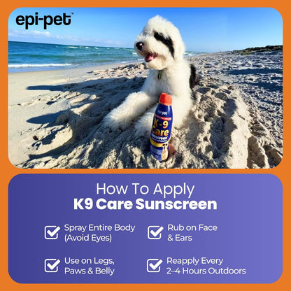 Epi-Pet K-9 Care Sunscreen, Paws to Tail Protection, Prevents Sunburns on Dogs and Horses, Sun Protector Spray, SPF 30+, Non-Greasy/Oily Solution - 3.5 oz (Pack of 2) - Image 9