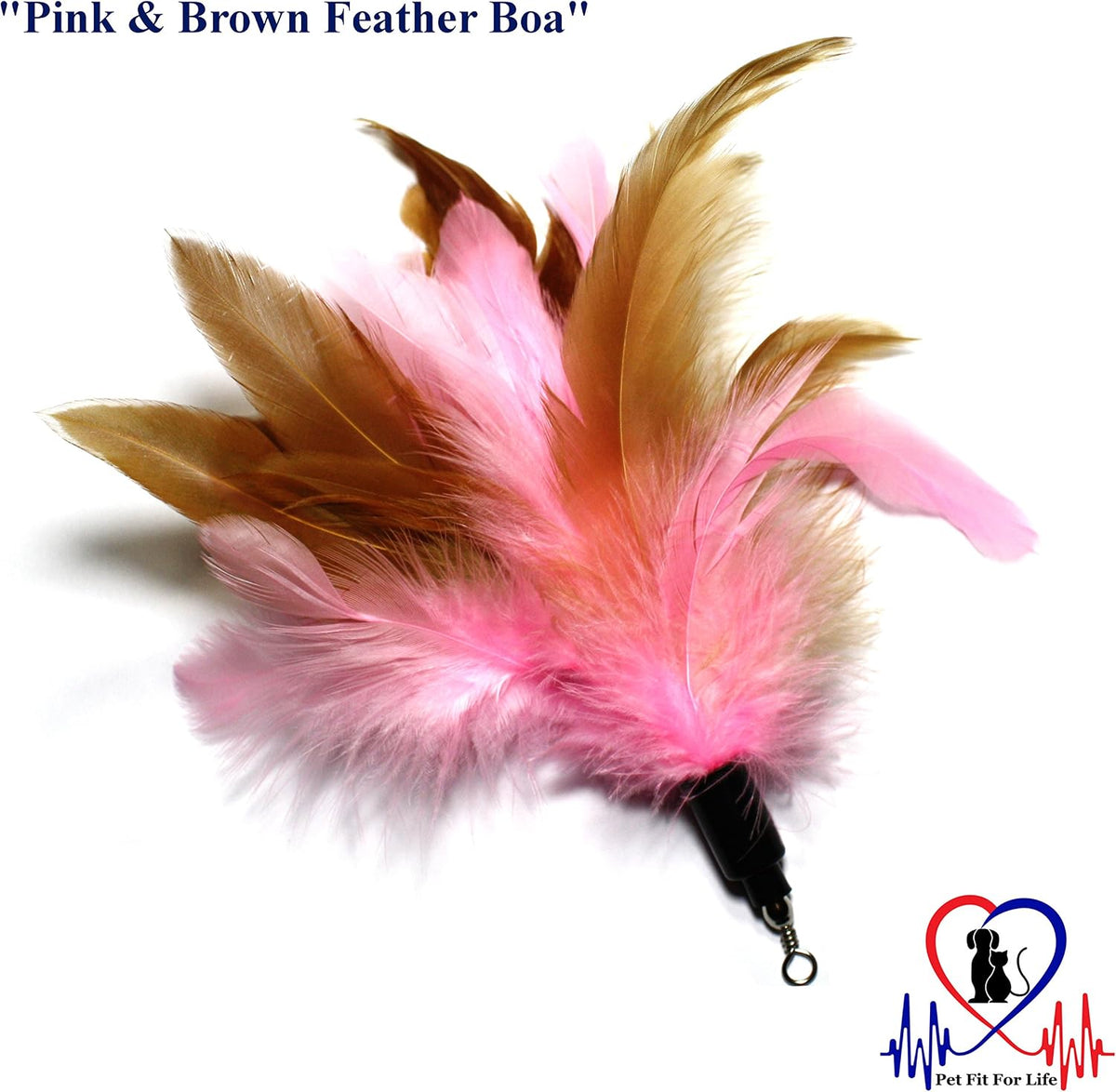 Pet Fit For Life cat exerciser wand laid flat with its interchangeable slithering snake and multi-colored feather refills.