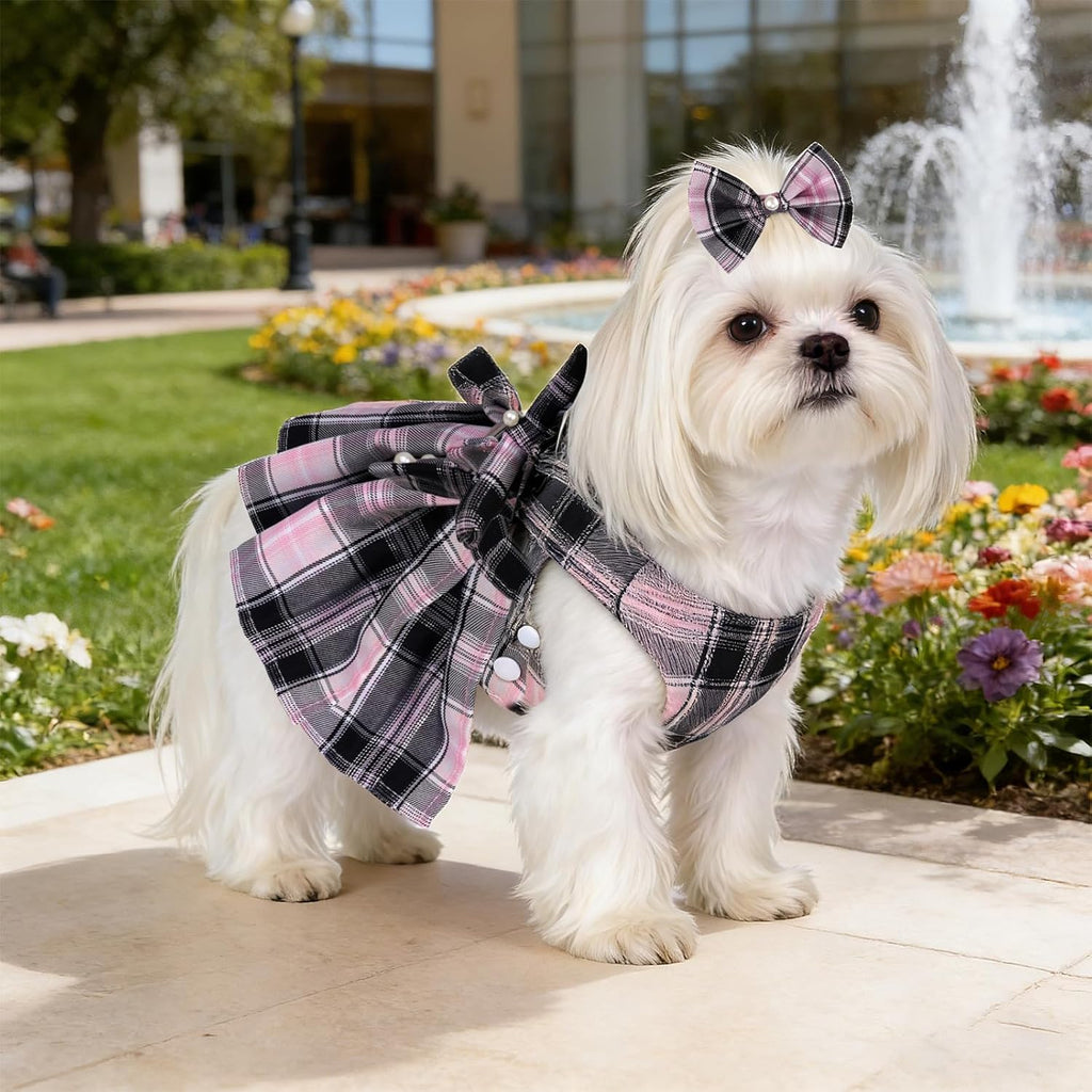 Side profile of the comfortable small breed cat dress harness set