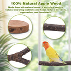 8PCS Bird Perches Set Natural Apple Wood Bird Cage Accessories Wooden Parrot Stand Hardwood Branches for Parakeets, Budgies, Cockatiels Small Bird Habitat Gym, Climbing Stand & Safe Chew Toys - Image 7