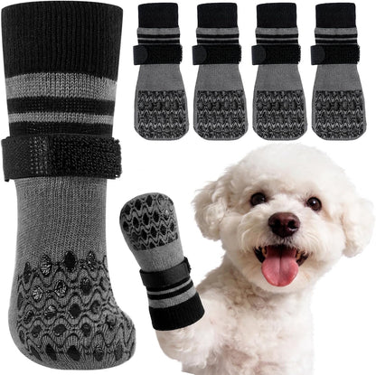 Kuoser Dog Socks for Hardwood Floors Anti Slip, Grippy Socks for Dogs to Prevent Licking Paws, Comfy Booties Dog Anti Scratch Socks Pet Protectors for Jnjured Paw, 4 Pack-S - Image 12