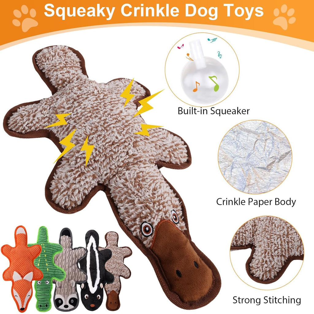 Durable plush chew toys for large dogs showing reinforced nylon borders