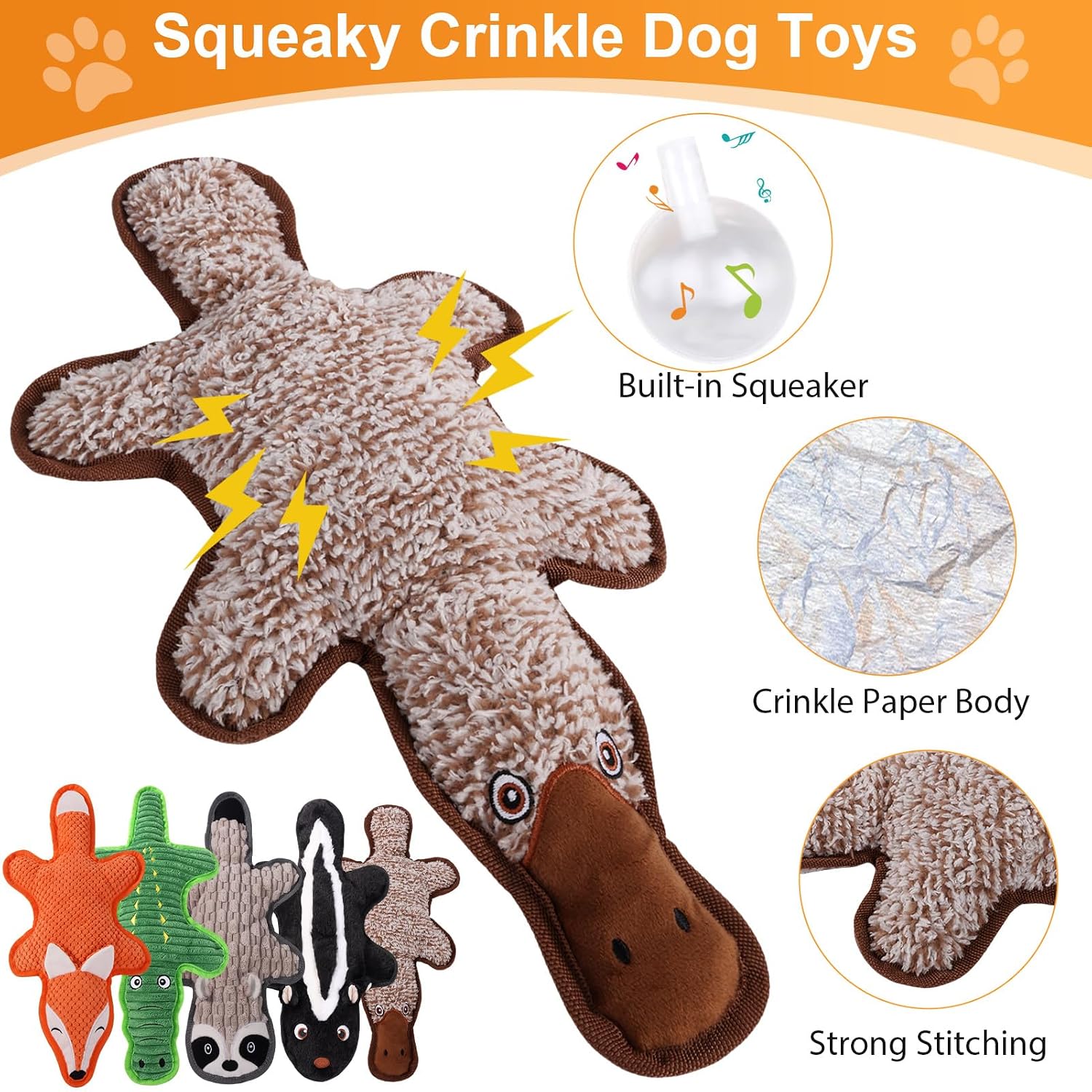 Durable plush chew toys for large dogs showing reinforced nylon borders