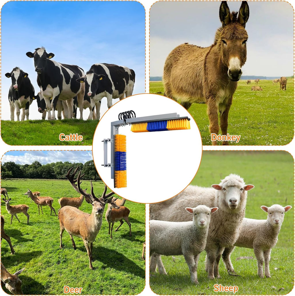 L shape self grooming scratch brush for cows and buffaloes side view details.
