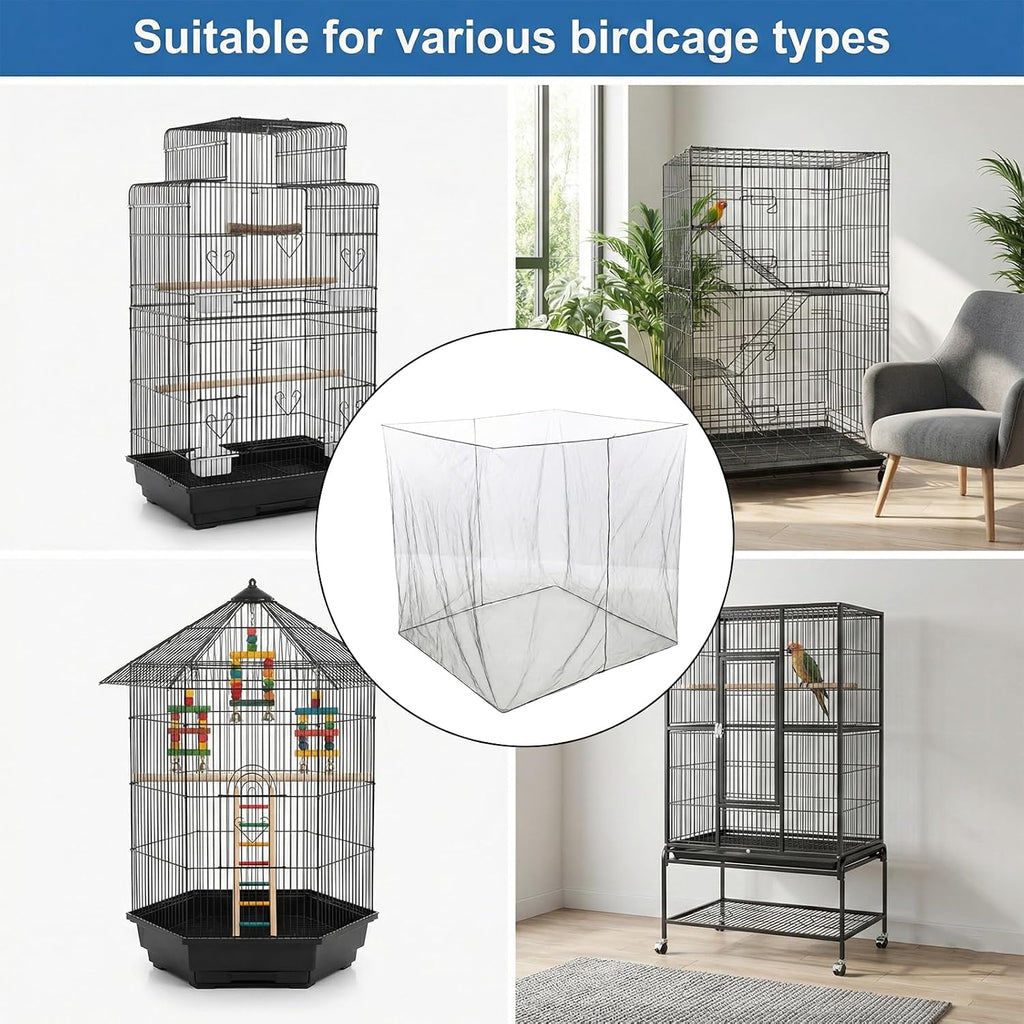 Trinkrittey black bird cage cover showing height and circumference dimensions