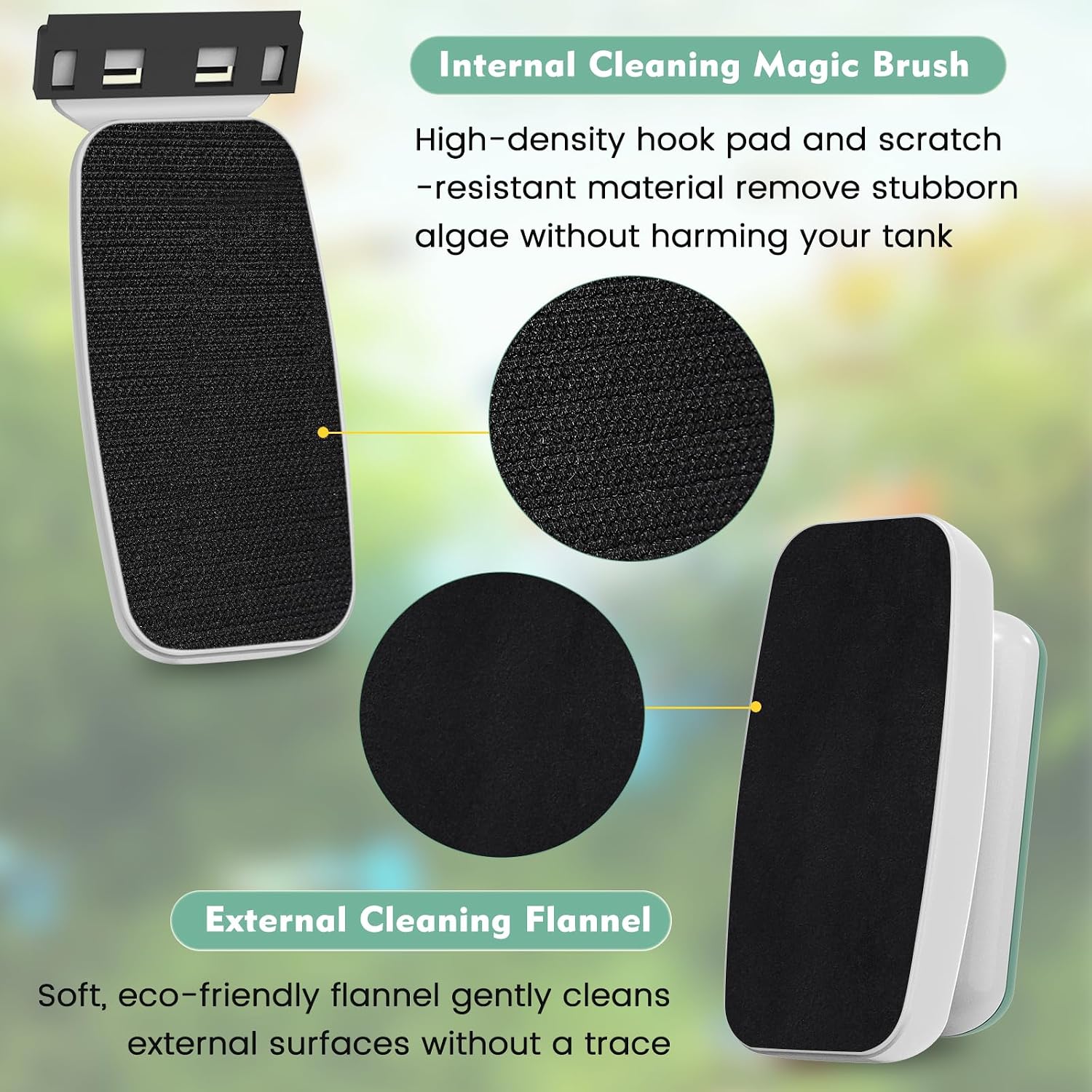 AQQA dual sided magnetic glass cleaner with acrylic safe plastic blade