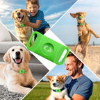 Close up of the adjustable green wellness pendant attached to a heavy duty dog harness