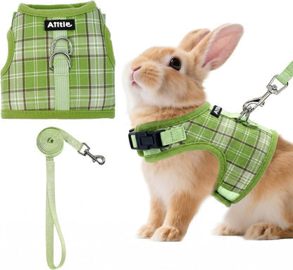 AIITLE Bunny Harness and Leash Set Escape Proof - Magic Tape Design, Lightweight Plaid Pattern Mesh Padding, No Pull No Choke for Puppy Cat Rat Squirrel Ferret, Outdoor Walking Running, Beige S - Image 12