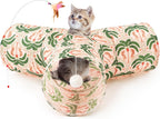 Tempcore Pet Cat Tunnel Tube Toys 3 Way Collapsible, Tunnels for Indoor Cats, Interactive Tube with Teaser Wand, Peek Holes & Hanging Ball, Black & Blue - Image 11