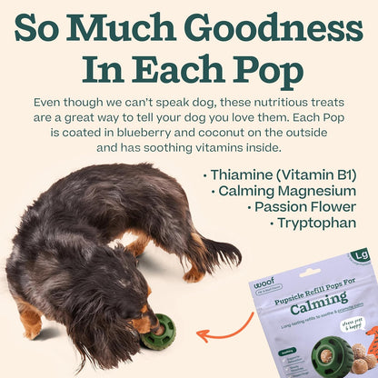 Ingredients and nutrition label for Woof calming treats