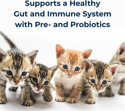 Mixing instructions and feeding guidelines graphic on PetAg PetLac kitten powder label