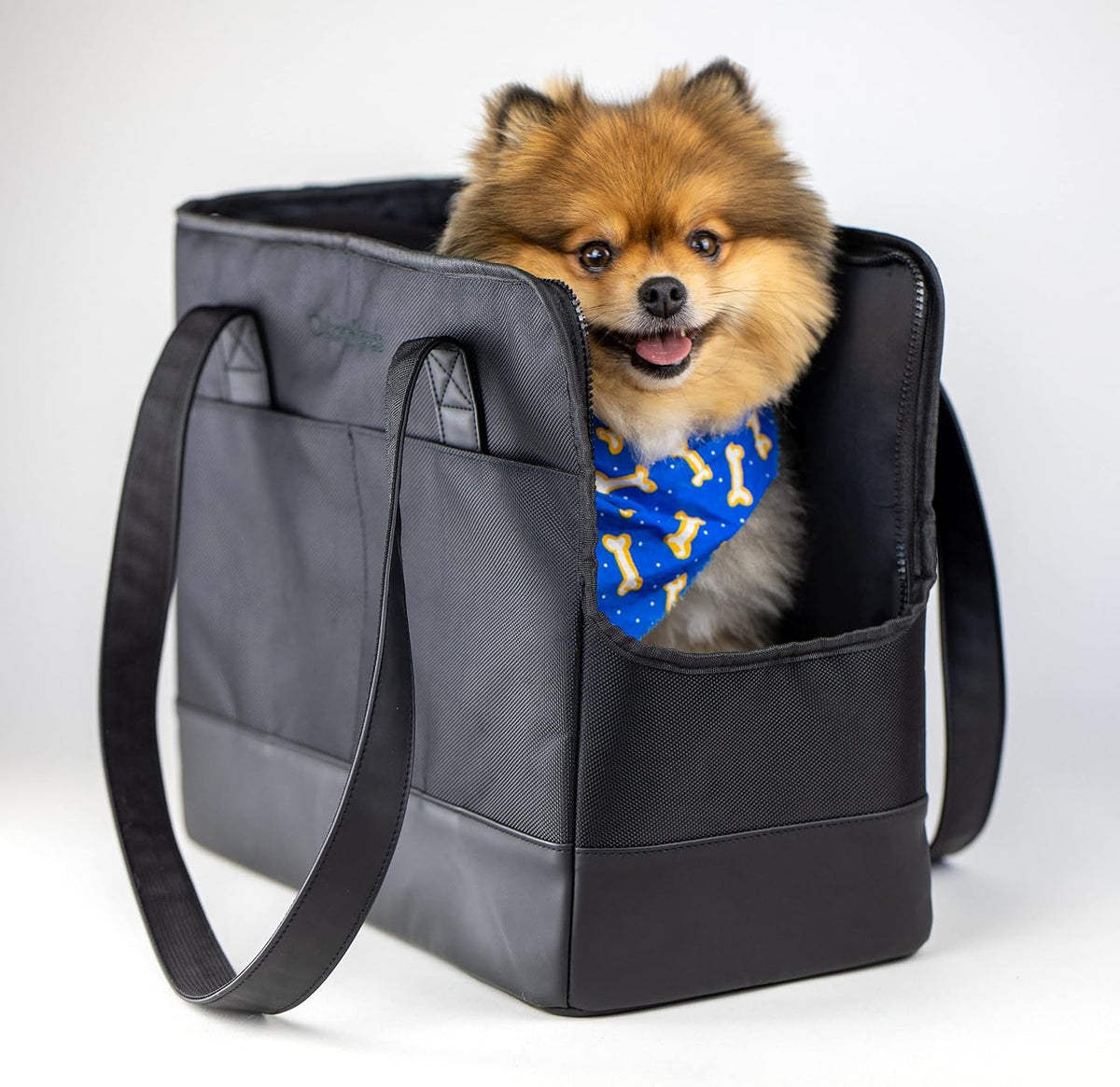 Oskar and Friends vegan leather dog purse side profile