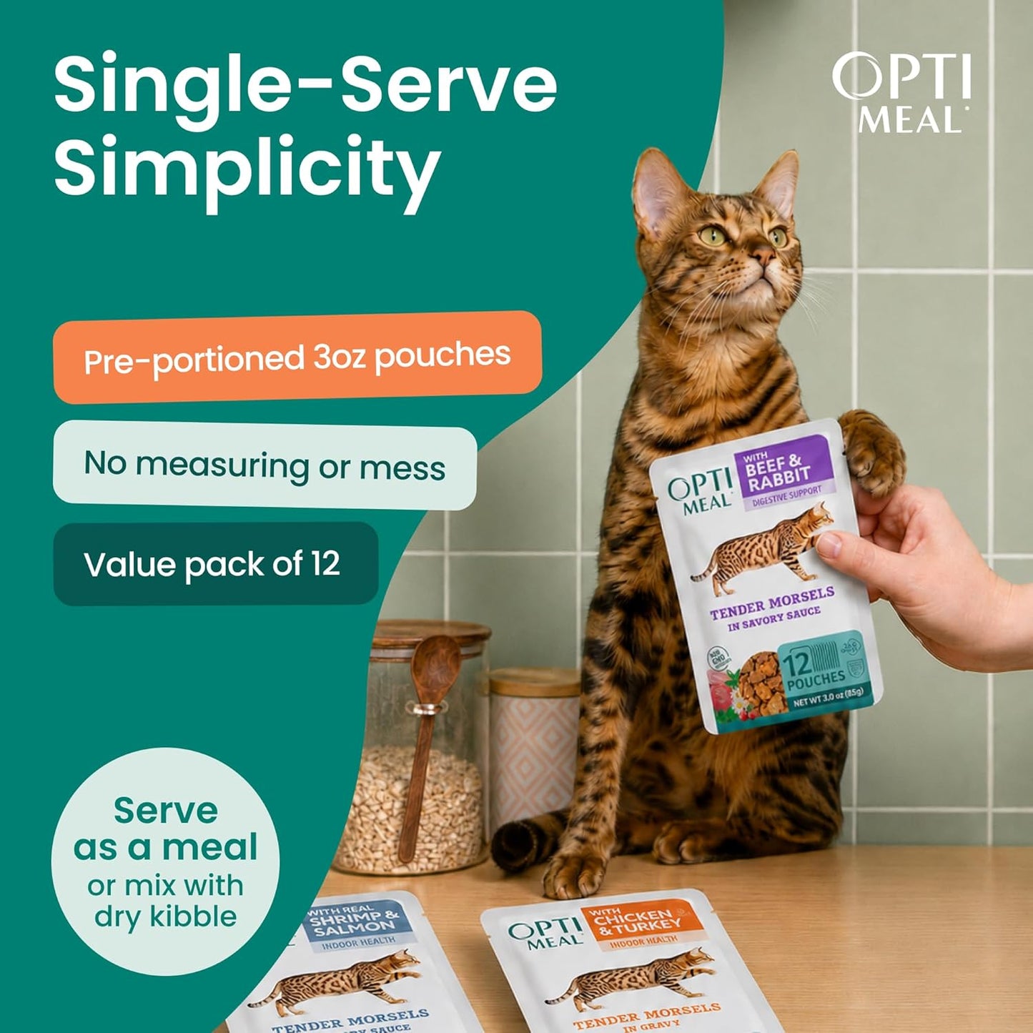Premium imported grain free cat food variety pack showing nutrition facts.
