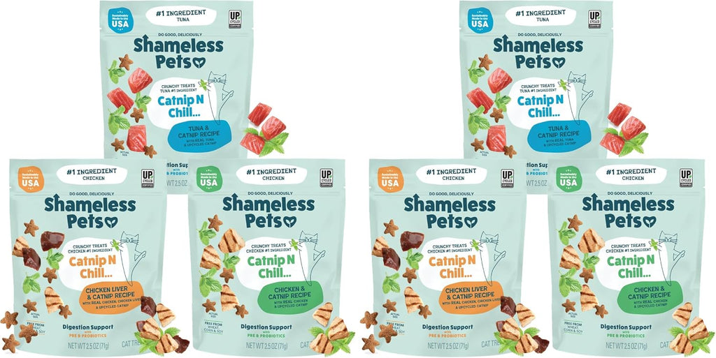 Shameless Pets Crunchy Cat Snacks & Treats - Healthy Cat Treats for Indoor Cats & Kittens with Catnip, Real Chicken & Digestive Support, Catnip N Chill (12 oz) - Image 13
