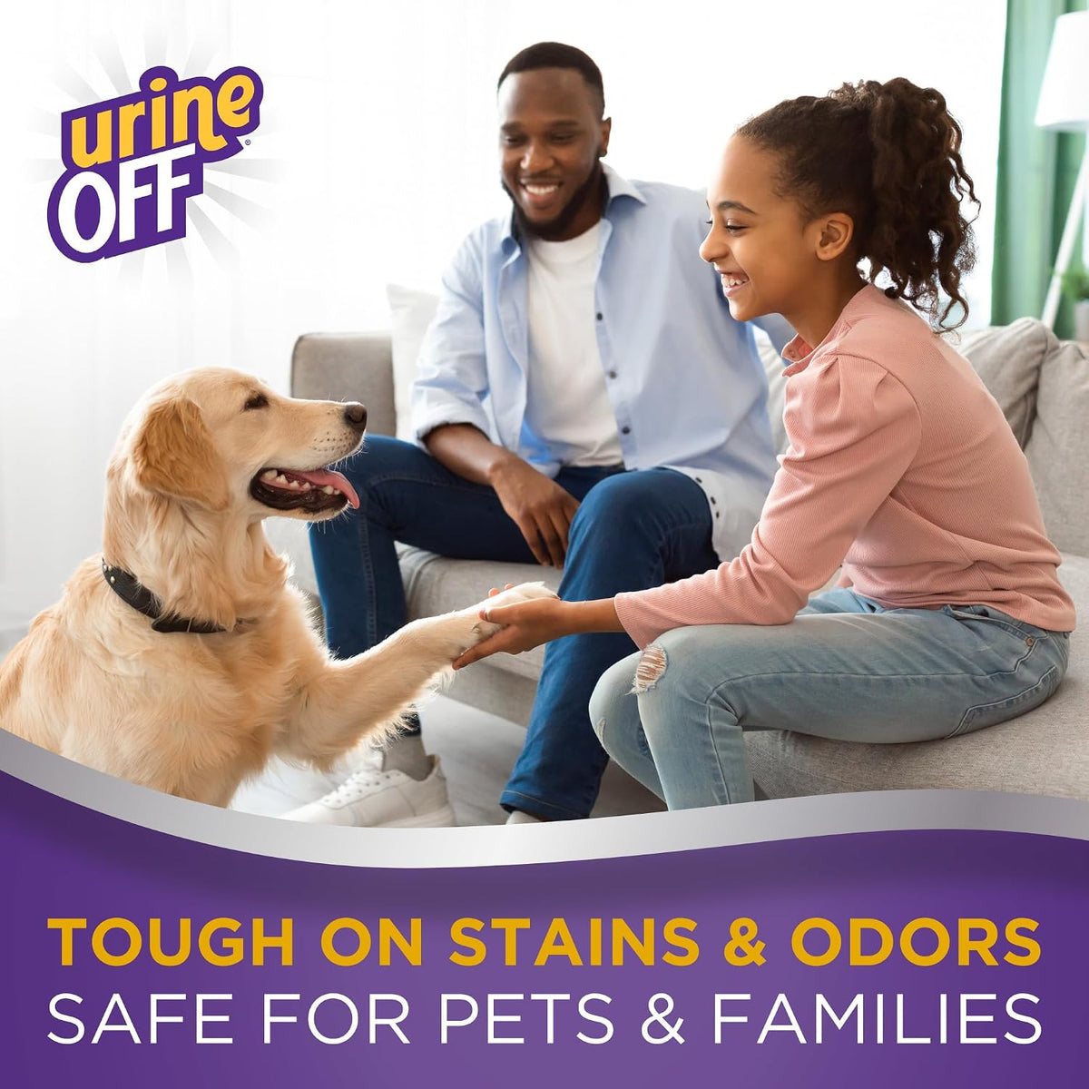 Urine Off puppy urine odor neutralizer on hardwood floor surface